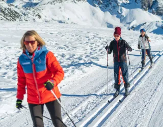 Cours de ski de fond à la Plagne avec Oxygène