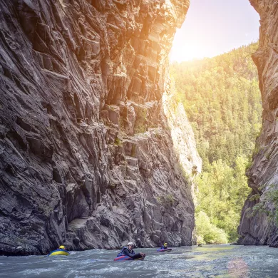 Hydrospeed in der Schlucht von Centrons in La Plagne