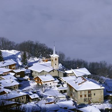 Blick auf das Dorf Longfoy in La Plagne