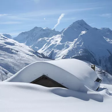 Verschneite Landschaft in La Plagne