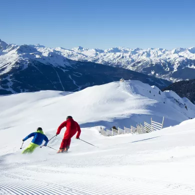 Skifahren mit Panorama in La Plagne