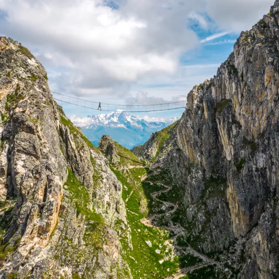 Klettersteig mit Blick auf den Mont Blanc