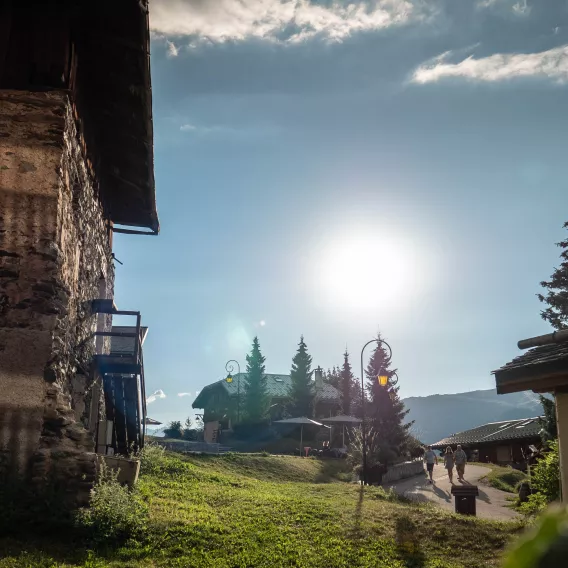 Blick auf das alte Dorf im Sommer