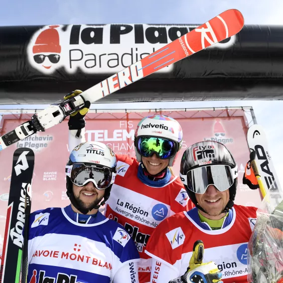 Podium Slalomstadion von La Plagne