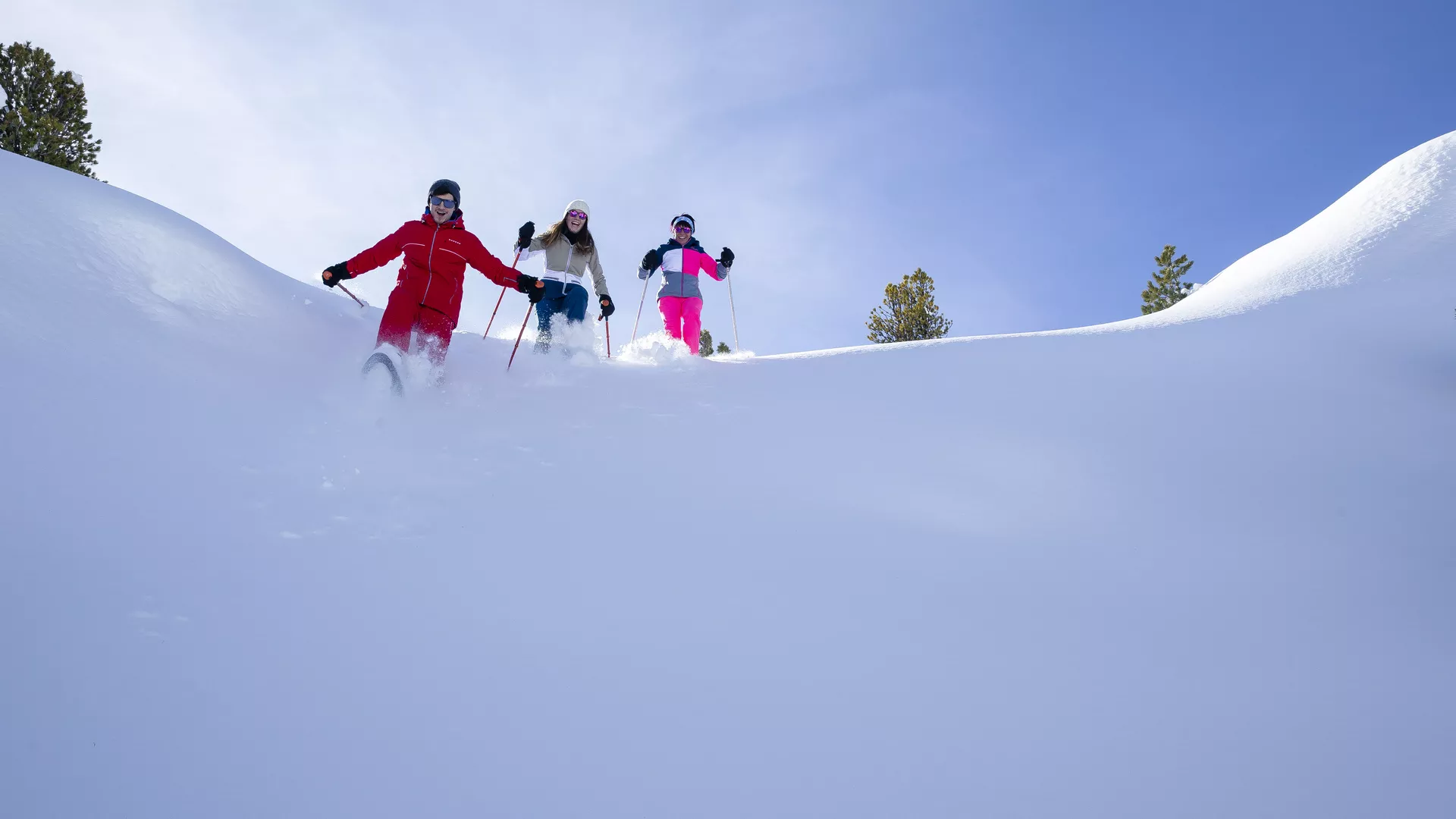 Schneeschuhwanderung durch den Pulverschnee in La Plagne