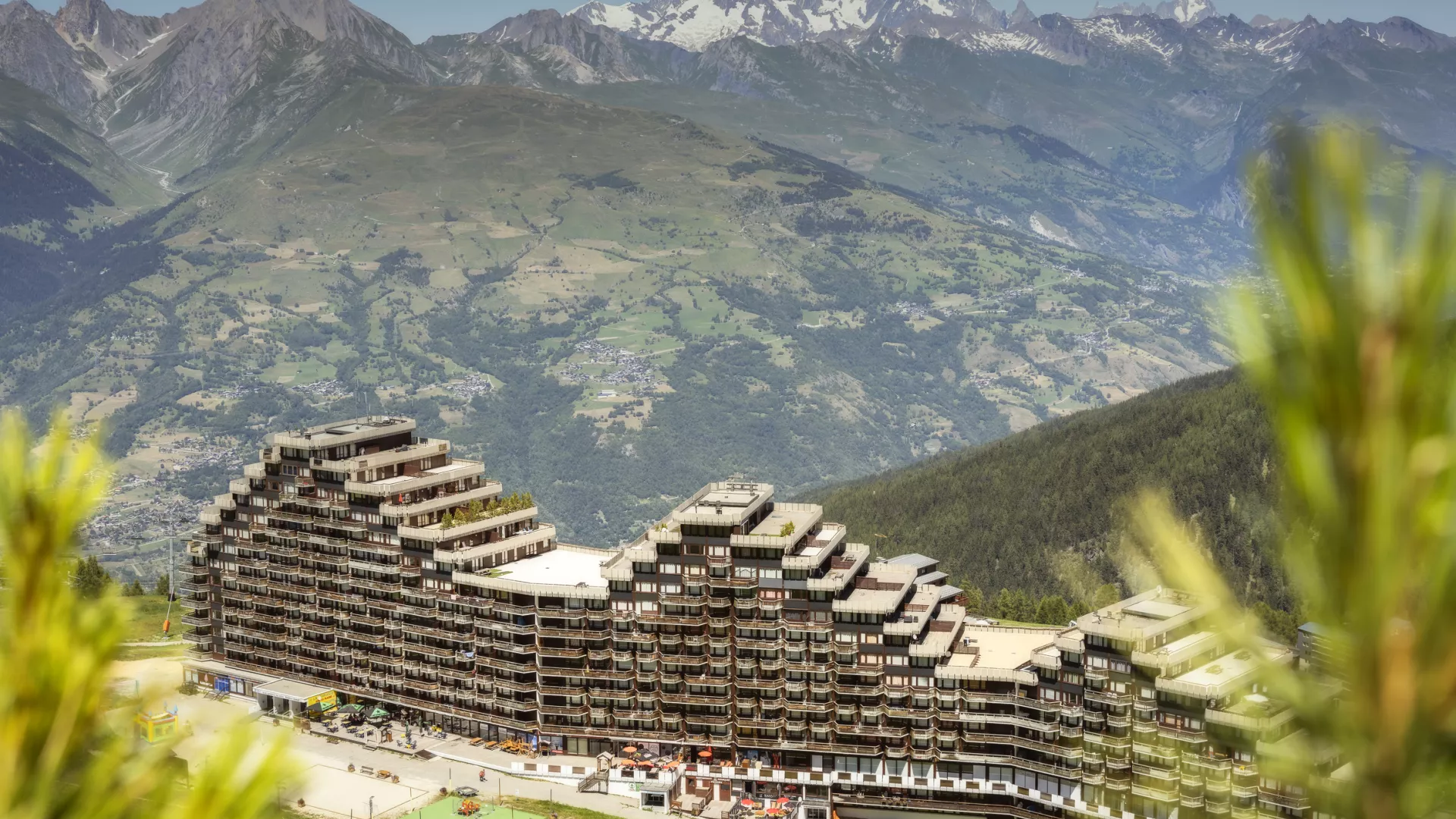 Plagne Aime 2000 mit Blick auf den Mont Blanc