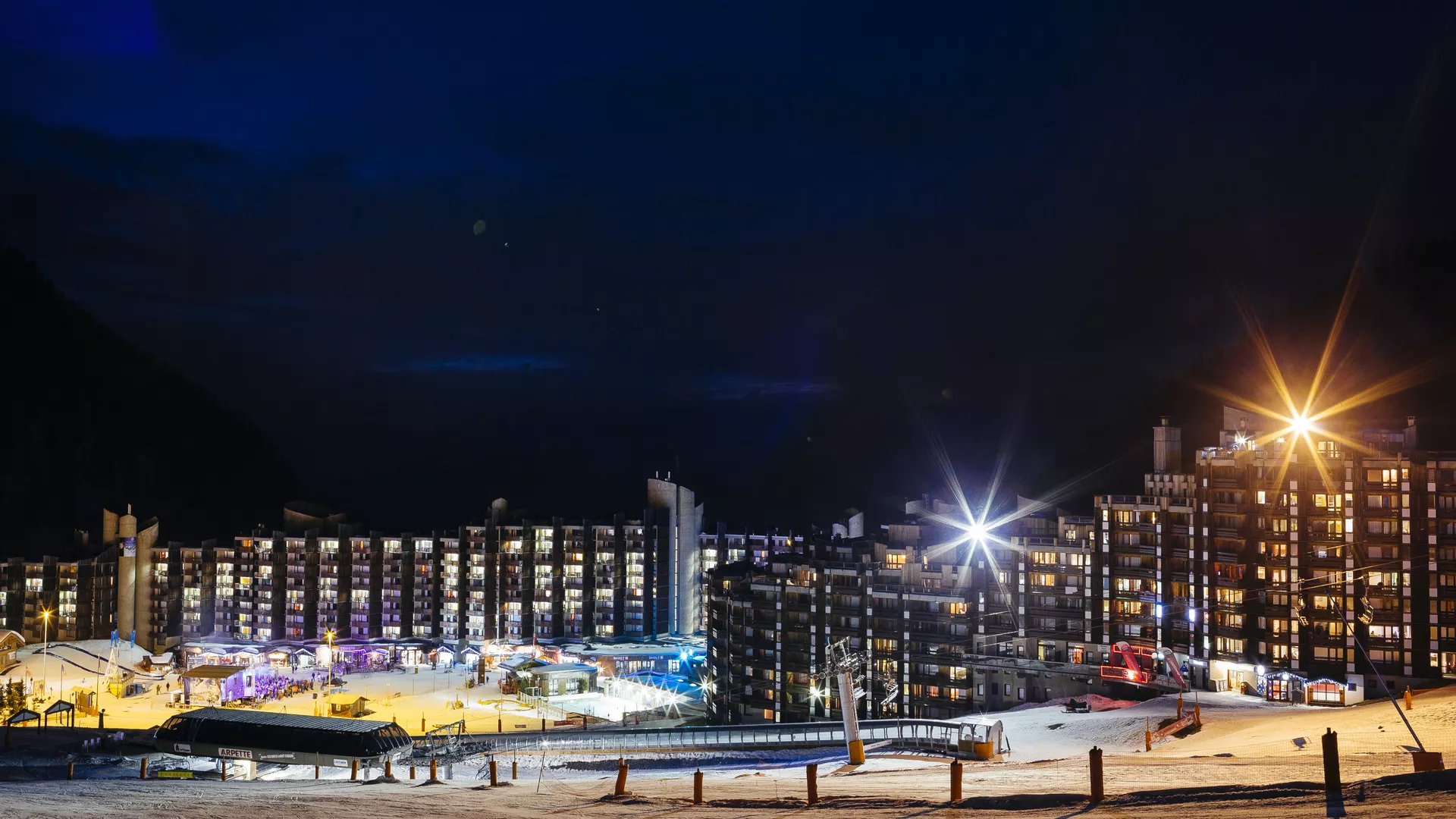 Plagne Bellecôte bei Nacht 