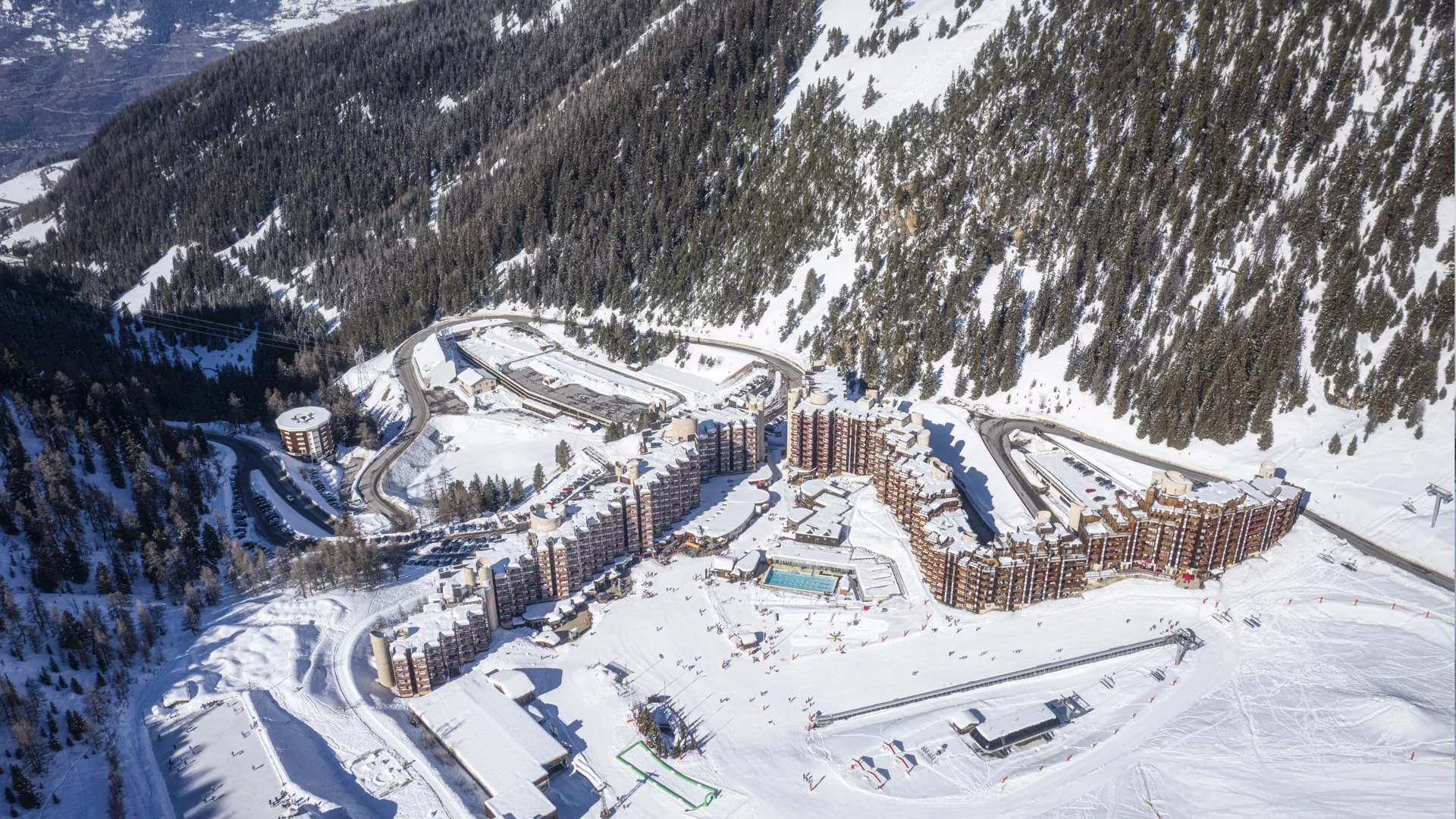 Plagne Bellecôte aus der Vogelperspektive