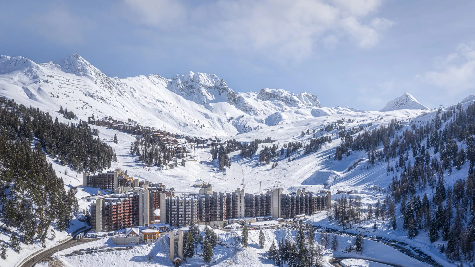 Plagne Bellecôte Blick auf das Gebiet