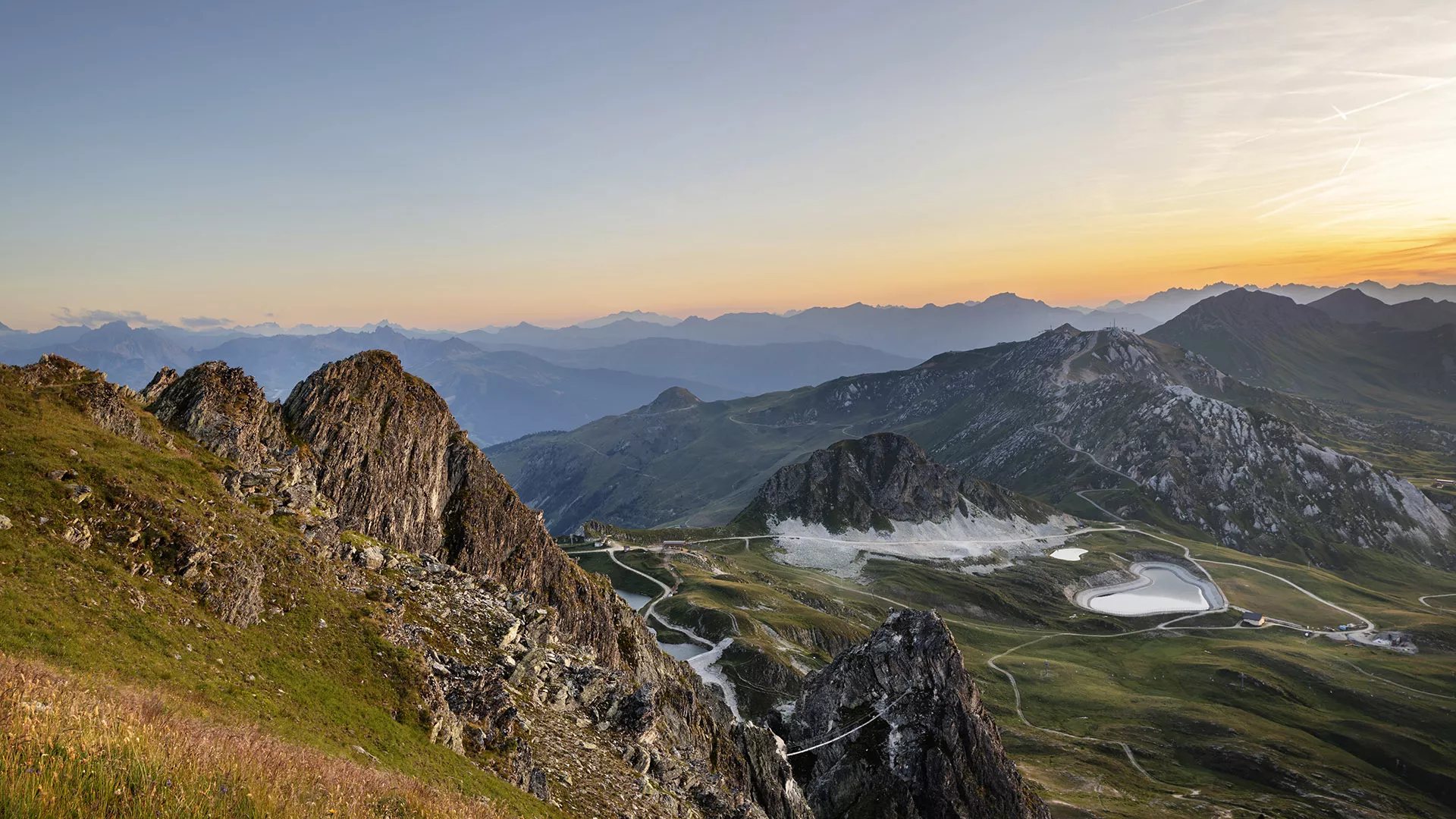 Blick auf den Klettersteig in La Plagne