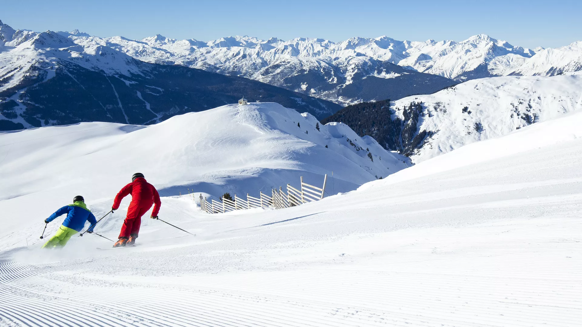 Skifahren mit Panorama in La Plagne